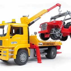 Bruder MAN TGA Breakdown truck with cross country vehicle-0